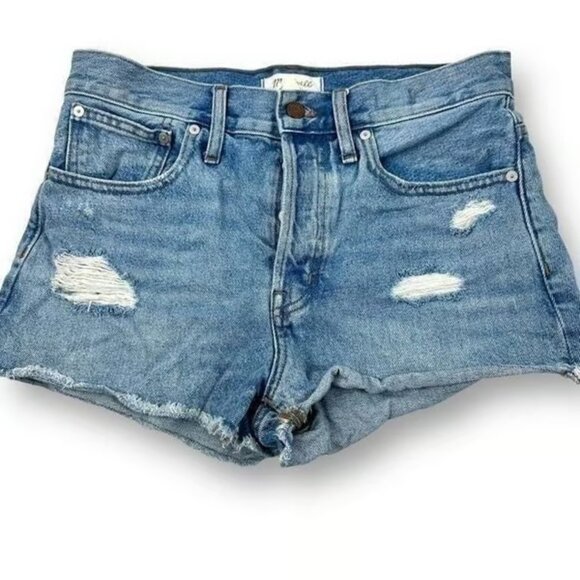 Madewell distressed look relaxed denim button fly shorts women’s size 27 - Picture 1 of 4